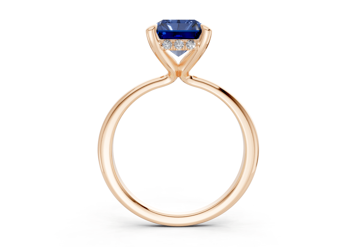 Marlowe Sapphire Gemstone Solitaire Radiant Cut 1.6mm Engagement Ring