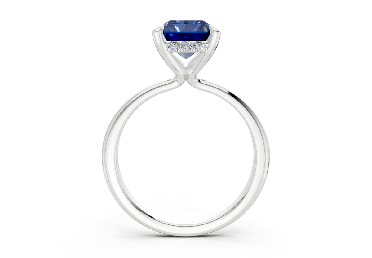 Marlowe Sapphire Gemstone Solitaire Radiant Cut 1.6mm Engagement Ring