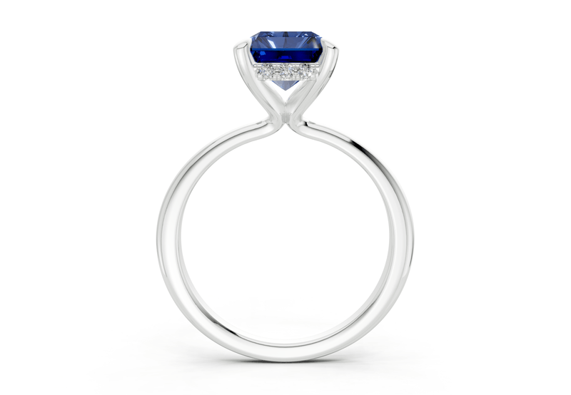 Marlowe Sapphire Gemstone Solitaire Radiant Cut 1.6mm Engagement Ring - Ring Premier