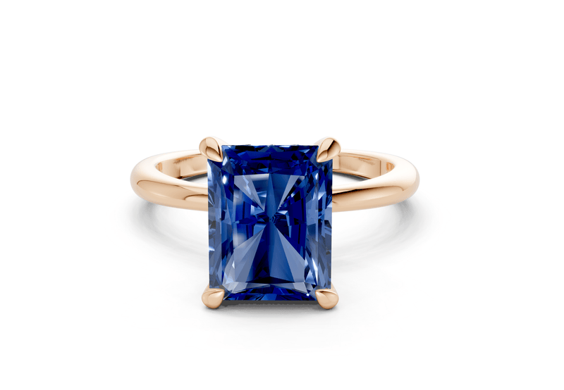 Marlowe Sapphire Gemstone Solitaire Radiant Cut 1.6mm Engagement Ring - Ring Premier