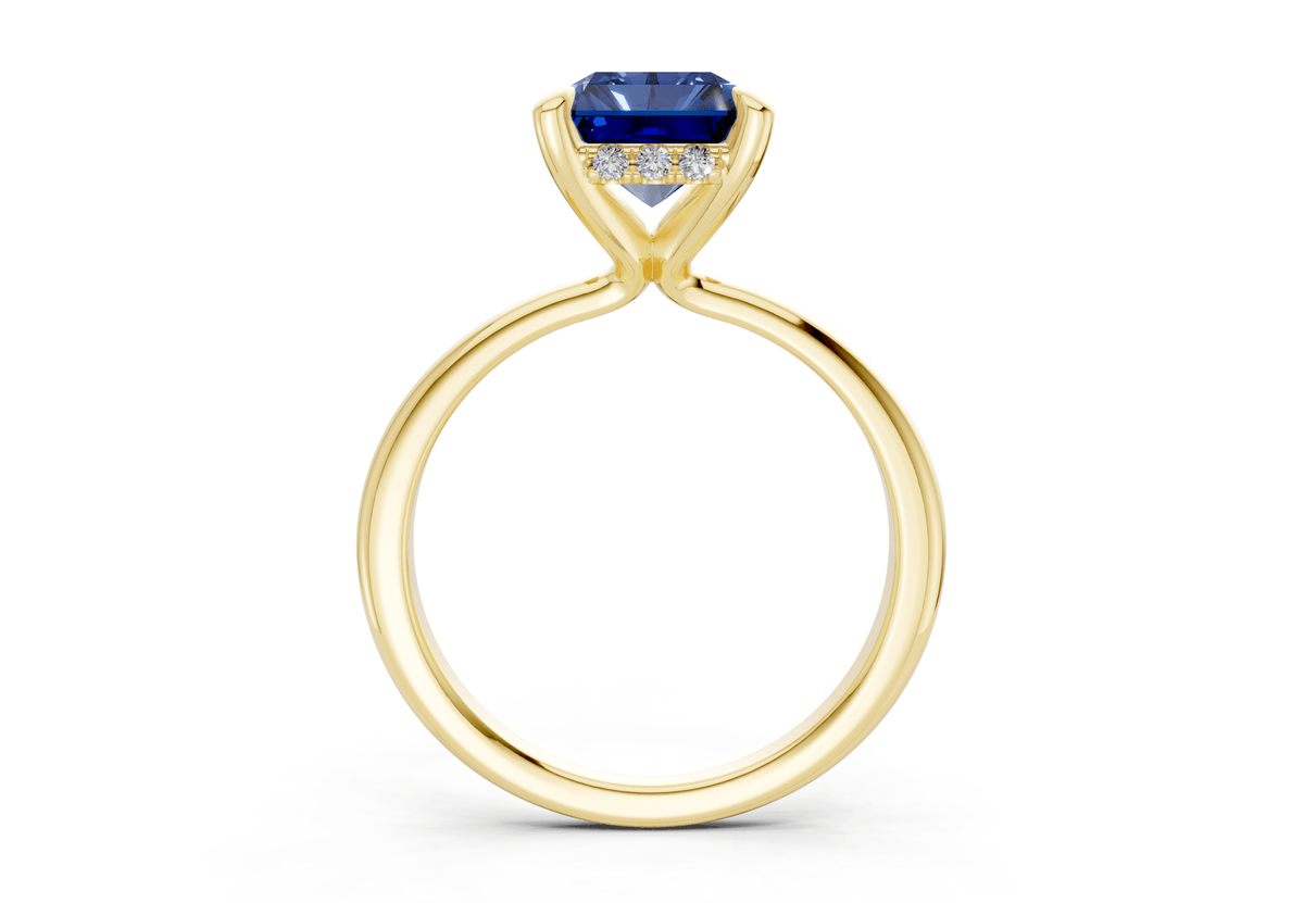 Marlowe Sapphire Gemstone Solitaire Radiant Cut 1.6mm Engagement Ring