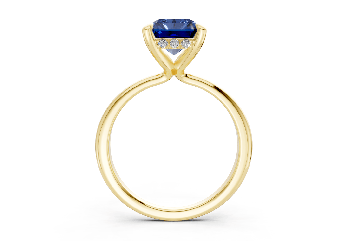 Marlowe Sapphire Gemstone Solitaire Radiant Cut 1.6mm Engagement Ring - Ring Premier