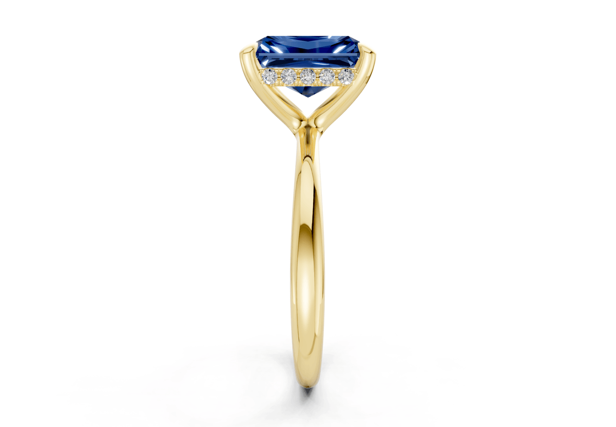 Marlowe Sapphire Gemstone Solitaire Radiant Cut 1.6mm Engagement Ring