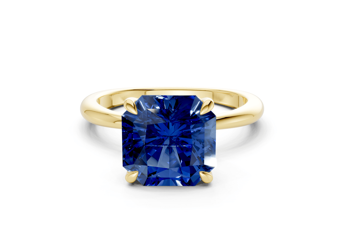 Marlowe Sapphire Gemstone Solitaire Radiant Squareuare Cut 1.6mm Engagement Ring