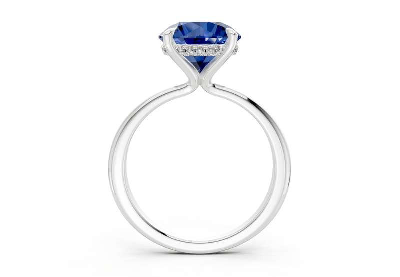 Marlowe Sapphire Gemstone Solitaire Round Cut 1.6mm Engagement Ring - Ring Premier