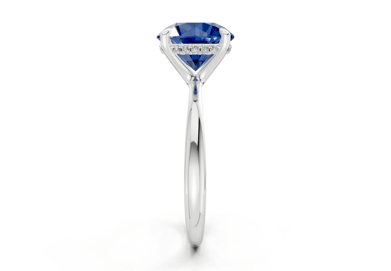 Marlowe Sapphire Gemstone Solitaire Round Cut 1.6mm Engagement Ring - Ring Premier