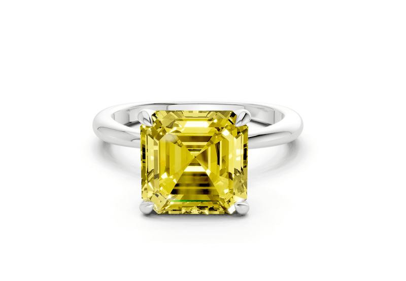 Marlowe Yellow Diamond Solitaire Asscher Cut 1.6mm Engagement Ring - Ring Premier