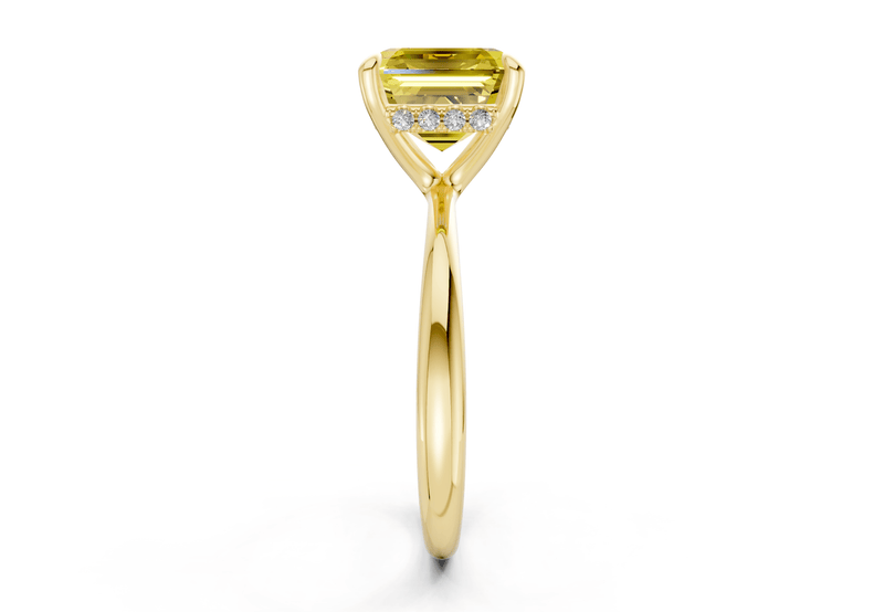 Marlowe Yellow Diamond Solitaire Asscher Cut 1.6mm Engagement Ring - Ring Premier