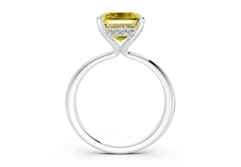 Marlowe Yellow Diamond Solitaire Asscher Cut 1.6mm Engagement Ring - Ring Premier