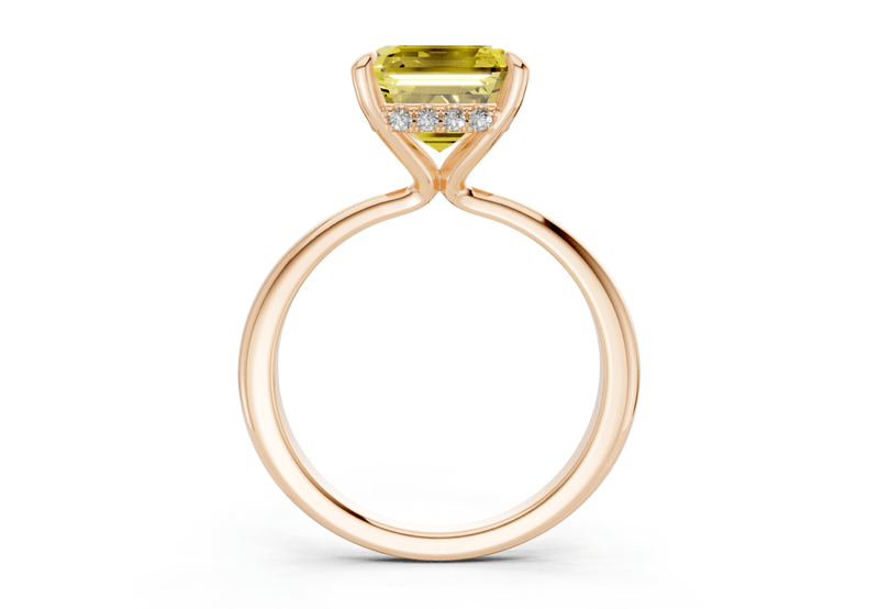 Marlowe Yellow Diamond Solitaire Asscher Cut 1.6mm Engagement Ring - Ring Premier