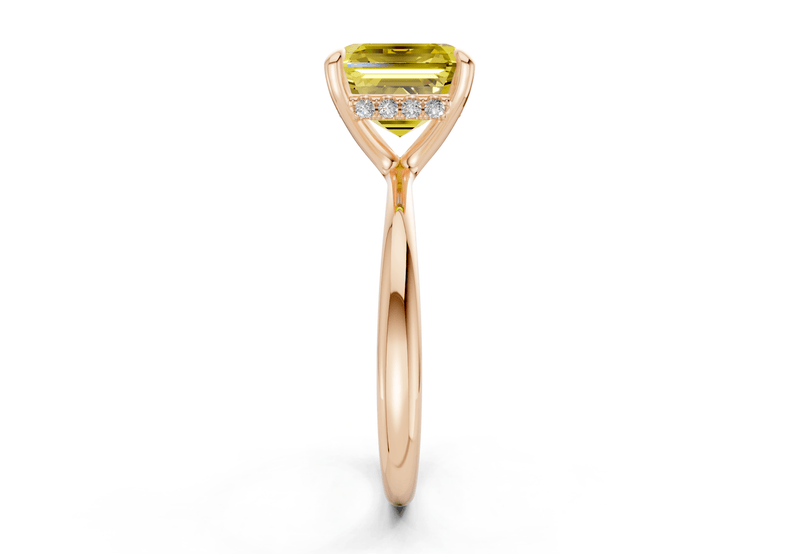 Marlowe Yellow Diamond Solitaire Asscher Cut 1.6mm Engagement Ring - Ring Premier