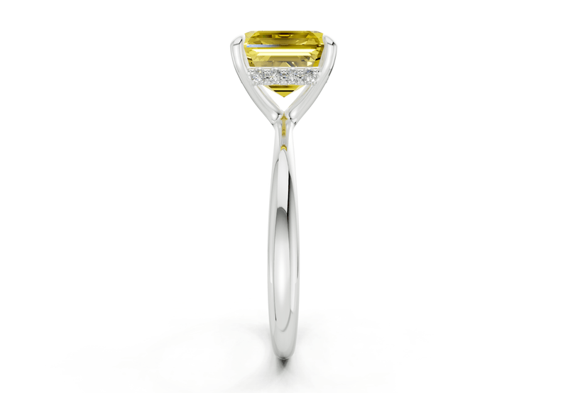 Marlowe Yellow Diamond Solitaire Asscher Cut 1.6mm Engagement Ring - Ring Premier