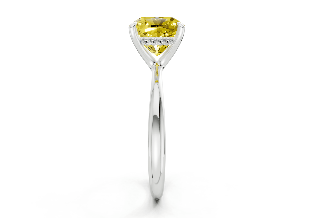 Marlowe Yellow Diamond Solitaire Cushion Squareuare Cut 1.6mm Engagement Ring