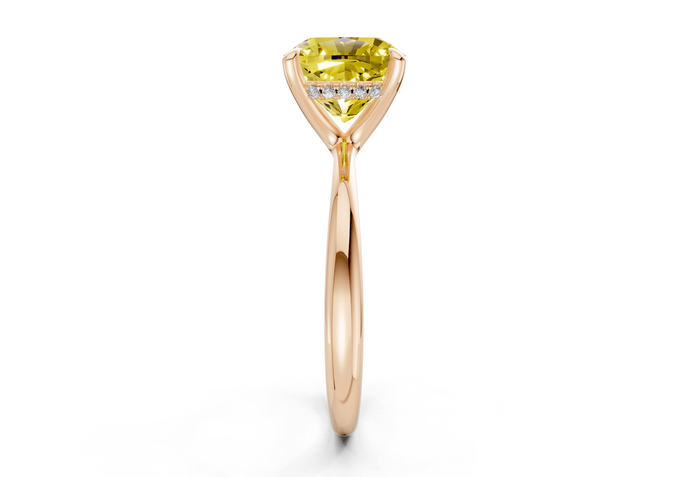 Marlowe Yellow Diamond Solitaire Cushion Squareuare Cut 1.6mm Engagement Ring