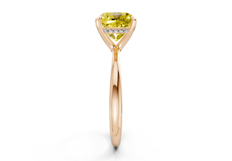 Marlowe Yellow Diamond Solitaire Cushion Squareuare Cut 1.6mm Engagement Ring - Ring Premier
