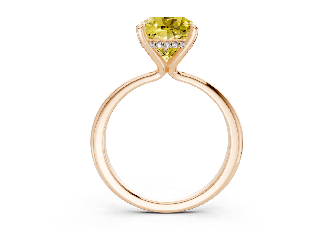 Marlowe Yellow Diamond Solitaire Cushion Squareuare Cut 1.6mm Engagement Ring