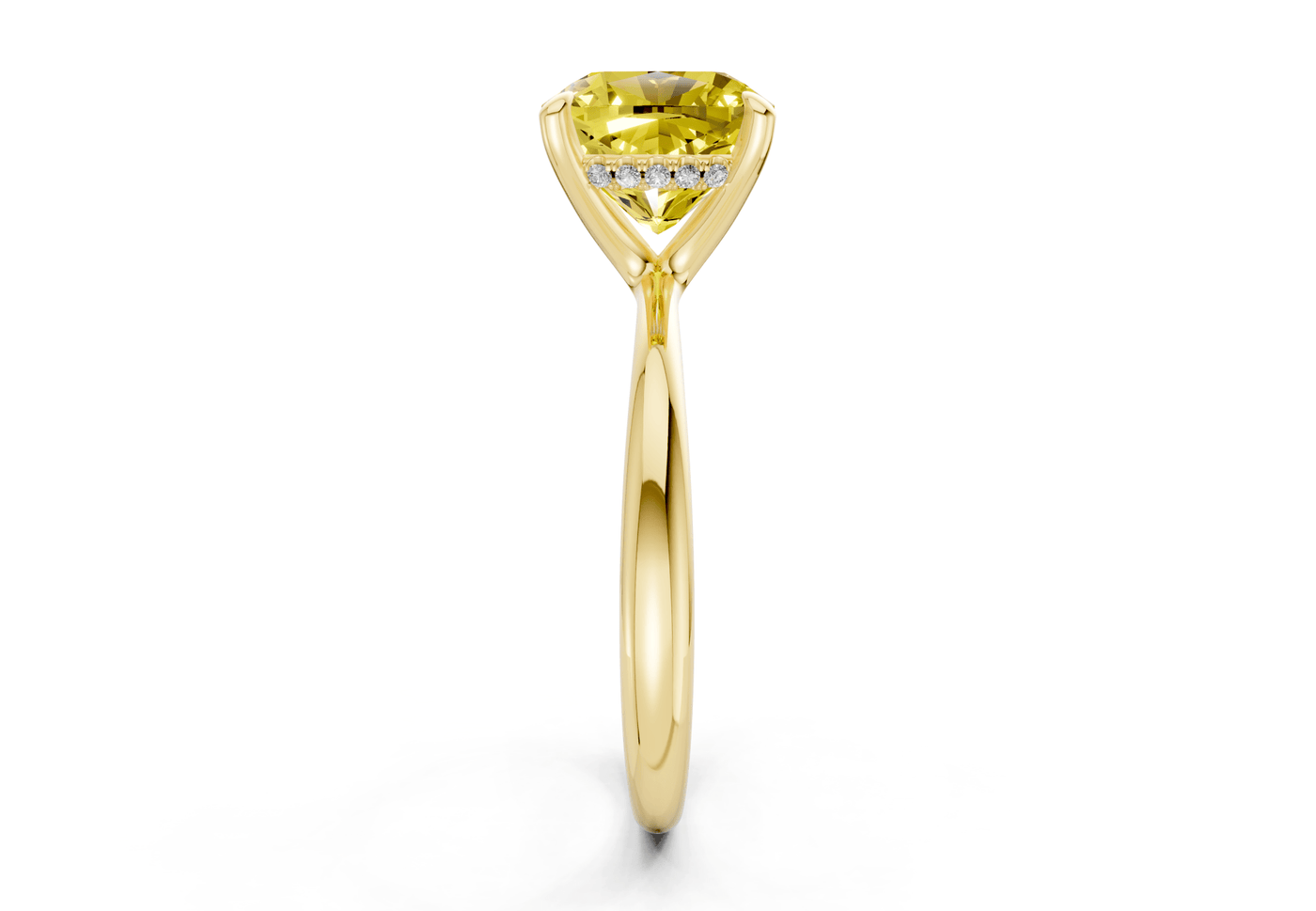 Marlowe Yellow Diamond Solitaire Cushion Squareuare Cut 1.6mm Engagement Ring