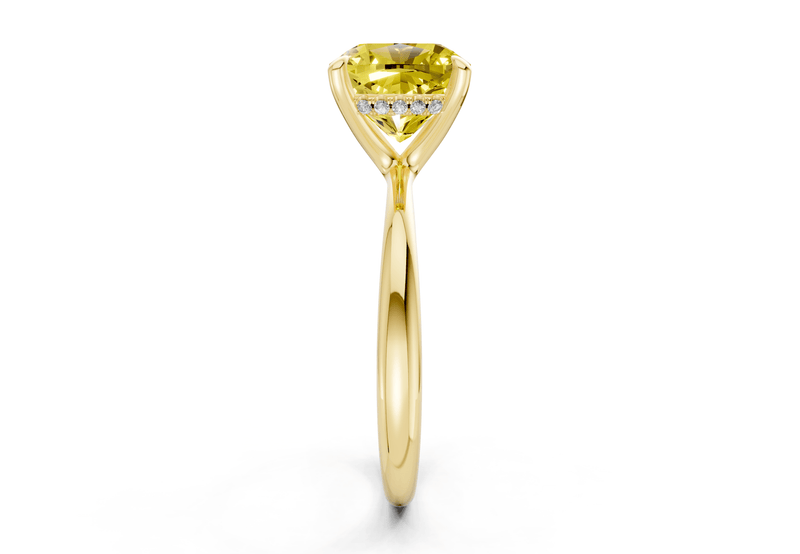 Marlowe Yellow Diamond Solitaire Cushion Squareuare Cut 1.6mm Engagement Ring - Ring Premier