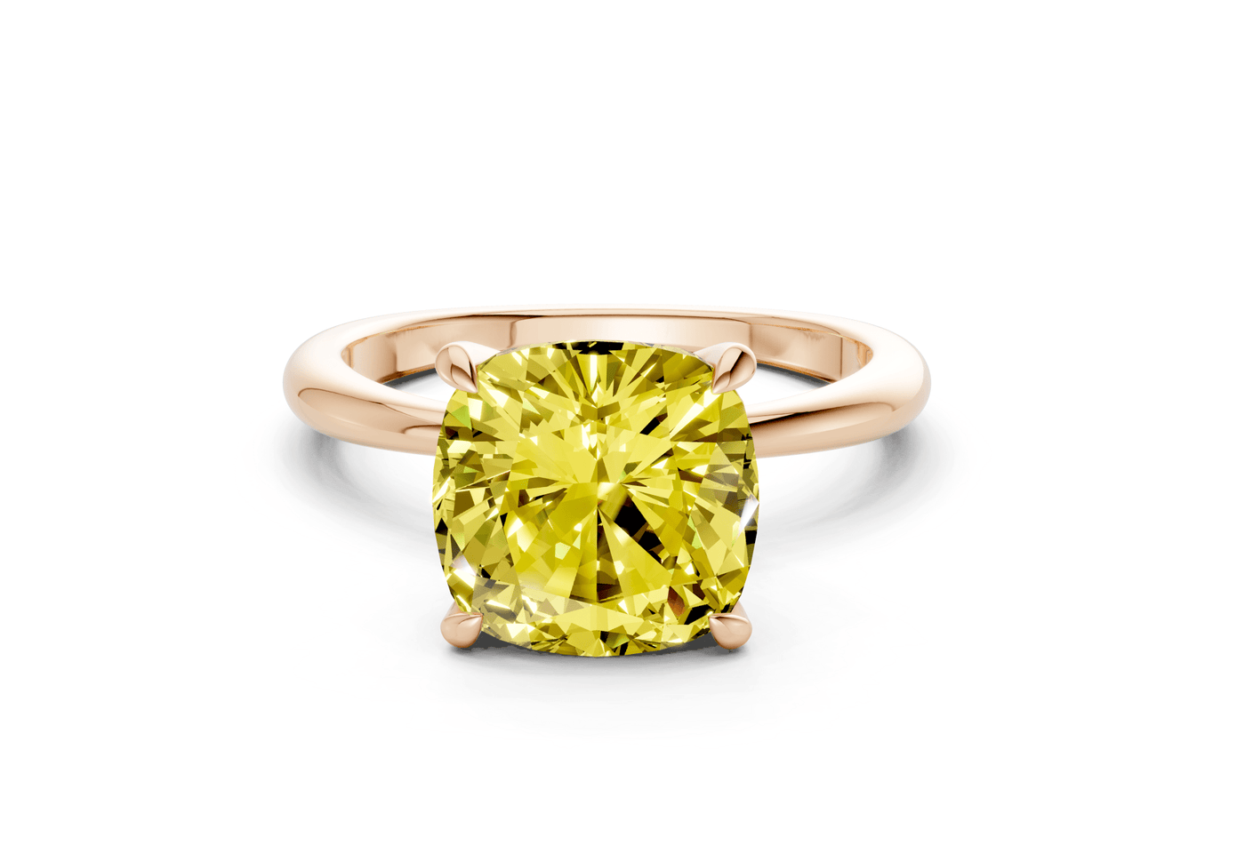 Marlowe Yellow Diamond Solitaire Cushion Squareuare Cut 1.6mm Engagement Ring