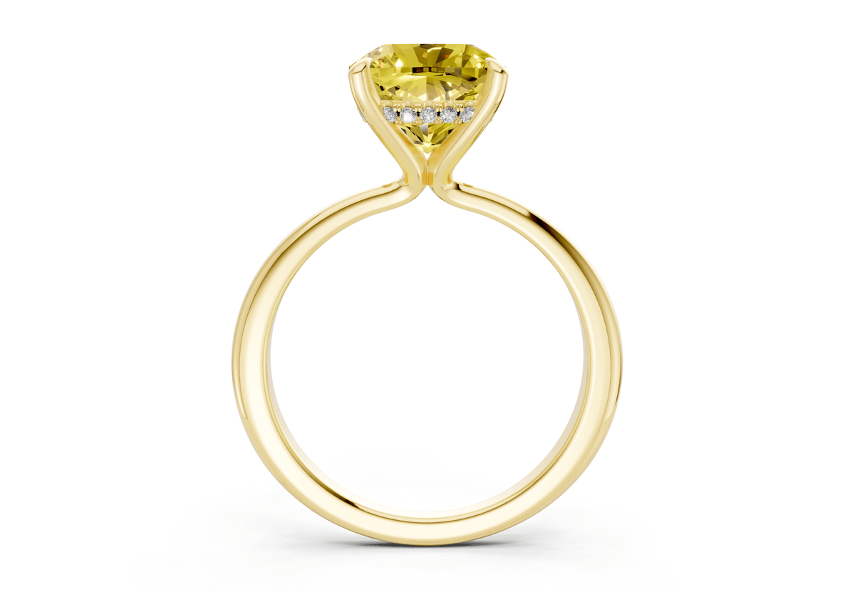 Marlowe Yellow Diamond Solitaire Cushion Squareuare Cut 1.6mm Engagement Ring