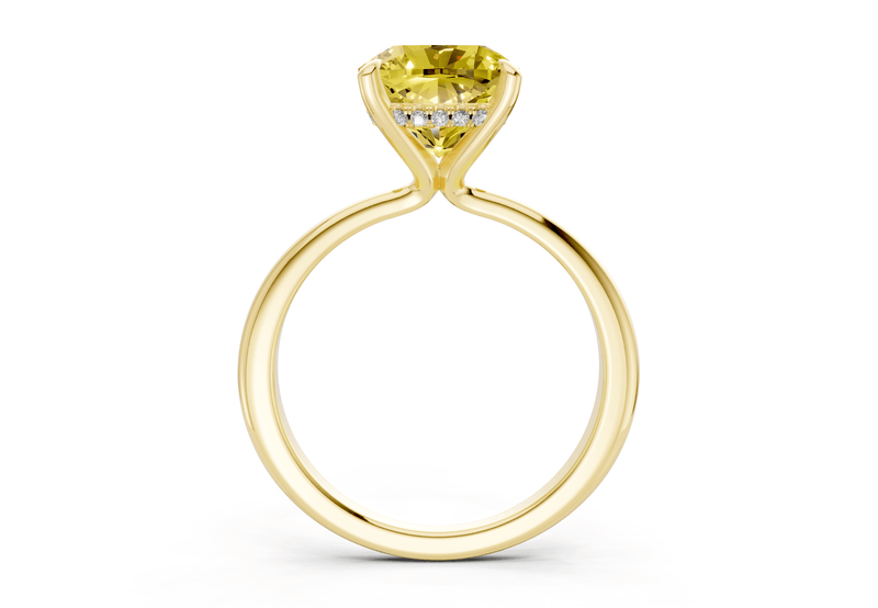 Marlowe Yellow Diamond Solitaire Cushion Squareuare Cut 1.6mm Engagement Ring