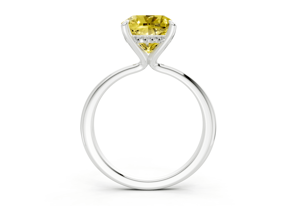 Marlowe Yellow Diamond Solitaire Cushion Squareuare Cut 1.6mm Engagement Ring