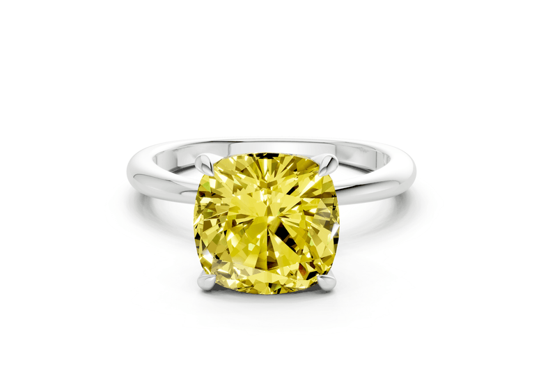 Marlowe Yellow Diamond Solitaire Cushion Squareuare Cut 1.6mm Engagement Ring - Ring Premier