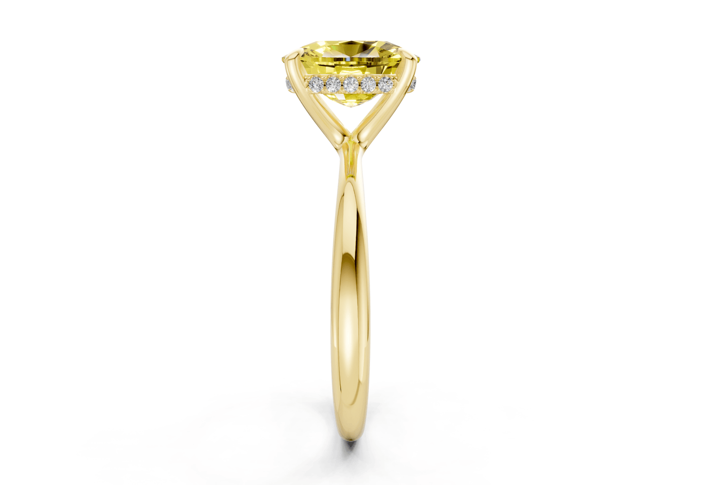Marlowe Yellow Diamond Solitaire Elongated Cushion Cut 1.6mm Engagement Ring