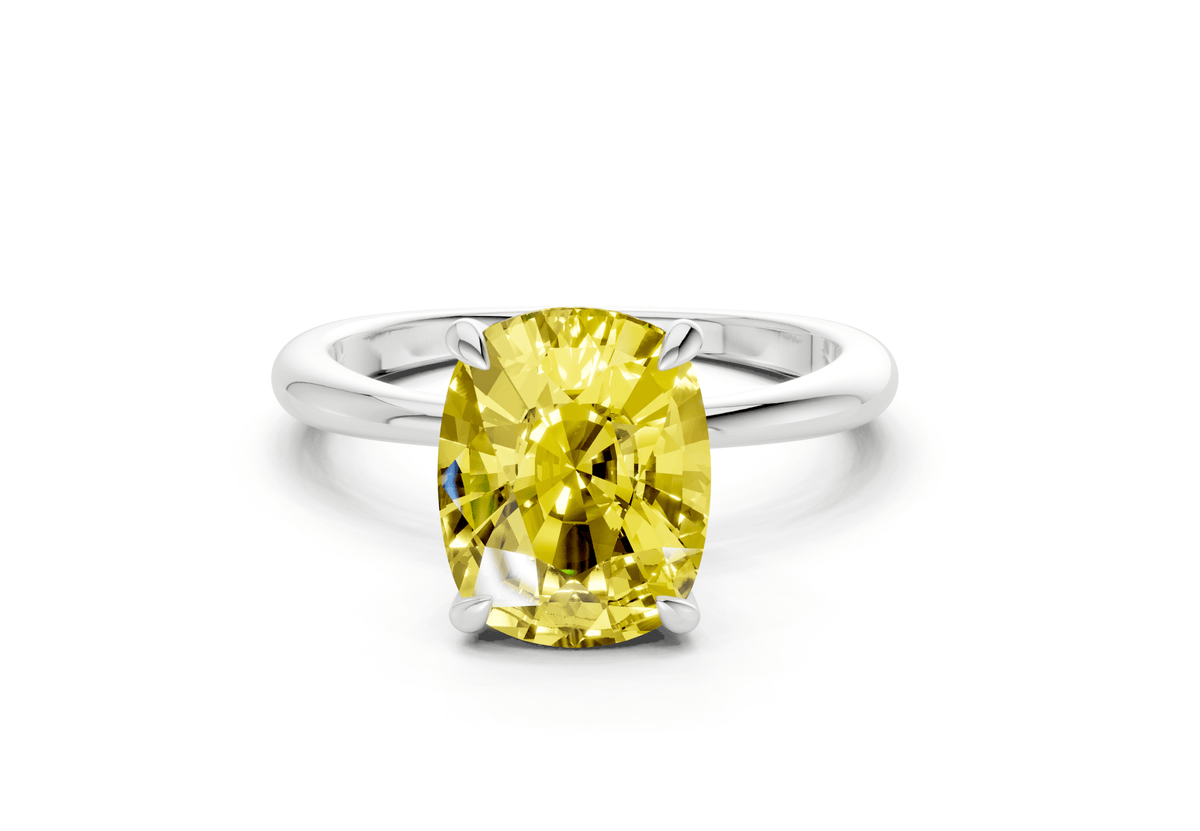 Marlowe Yellow Diamond Solitaire Elongated Cushion Cut 1.6mm Engagement Ring