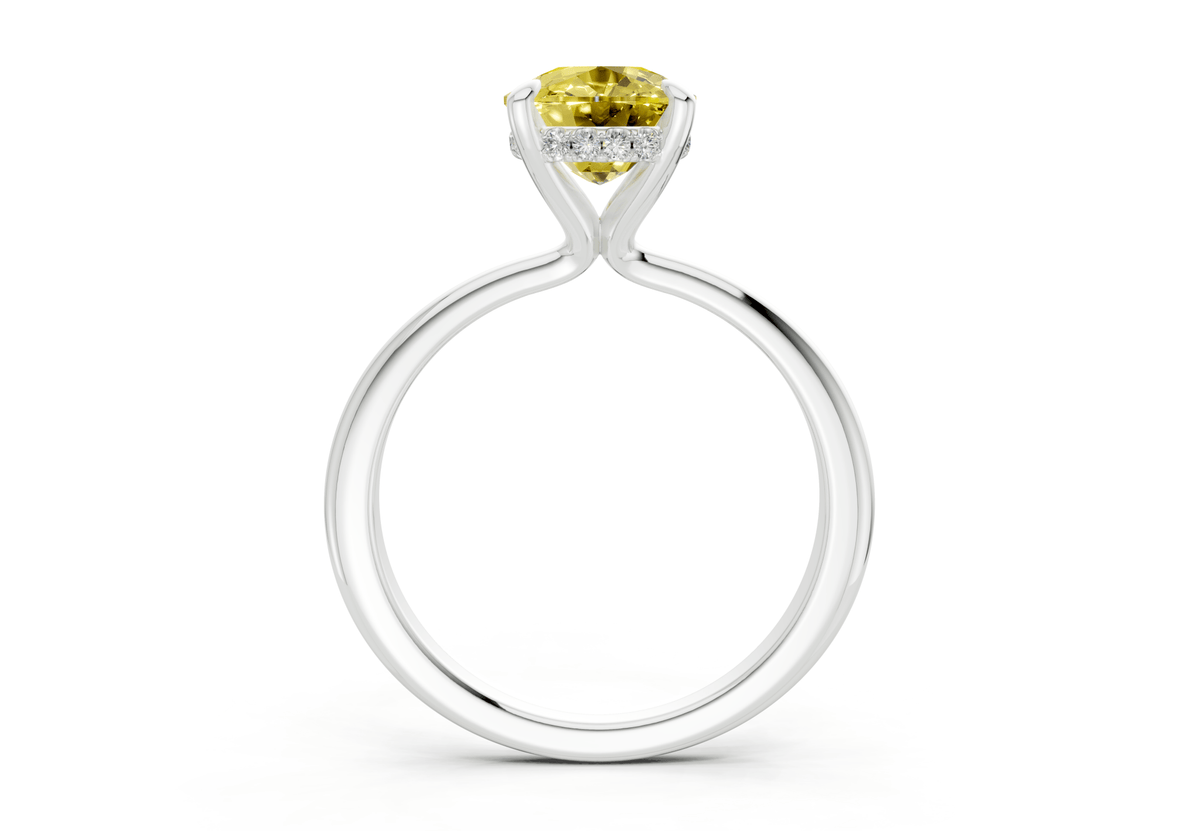 Marlowe Yellow Diamond Solitaire Elongated Cushion Cut 1.6mm Engagement Ring