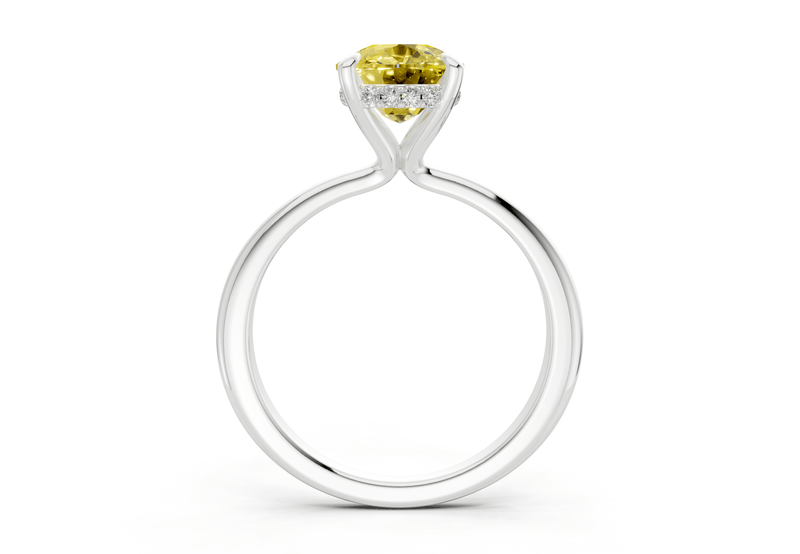 Marlowe Yellow Diamond Solitaire Elongated Cushion Cut 1.6mm Engagement Ring - Ring Premier