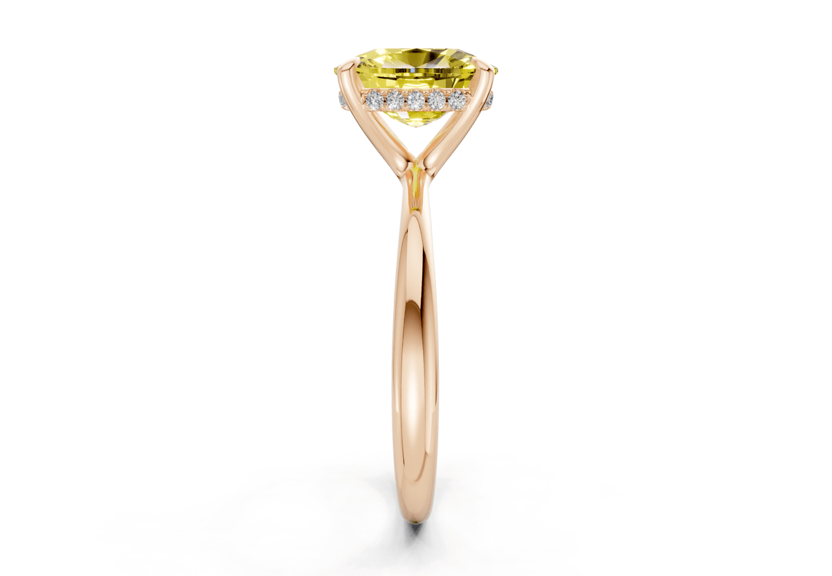 Marlowe Yellow Diamond Solitaire Elongated Cushion Cut 1.6mm Engagement Ring