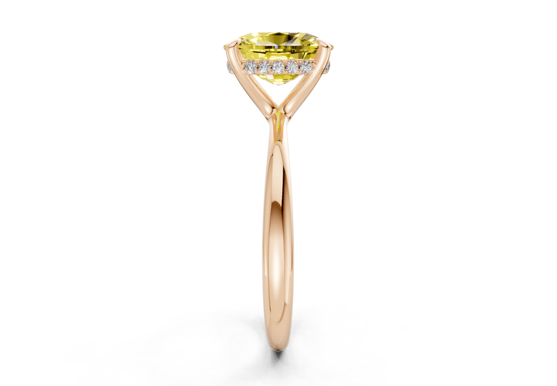 Marlowe Yellow Diamond Solitaire Elongated Cushion Cut 1.6mm Engagement Ring - Ring Premier
