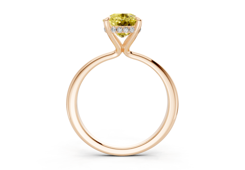 Marlowe Yellow Diamond Solitaire Elongated Cushion Cut 1.6mm Engagement Ring - Ring Premier