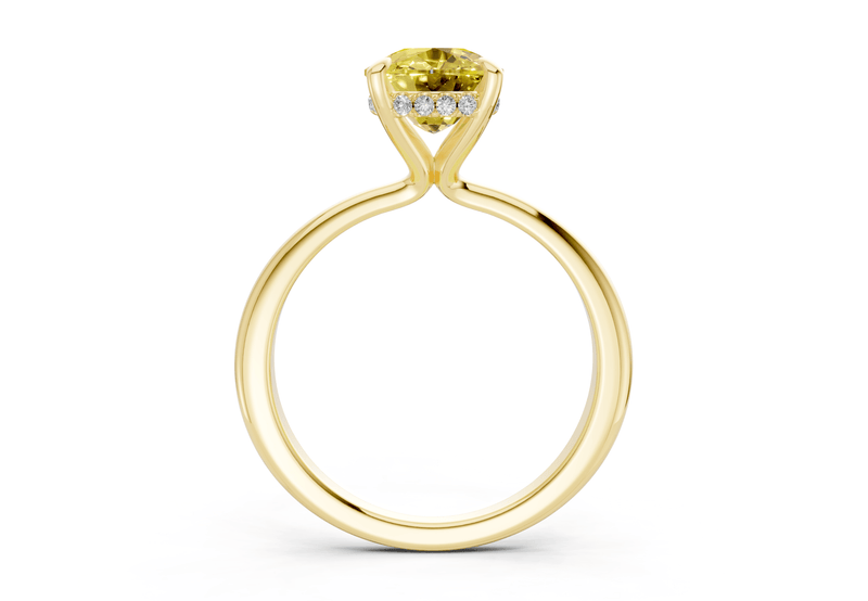 Marlowe Yellow Diamond Solitaire Elongated Cushion Cut 1.6mm Engagement Ring