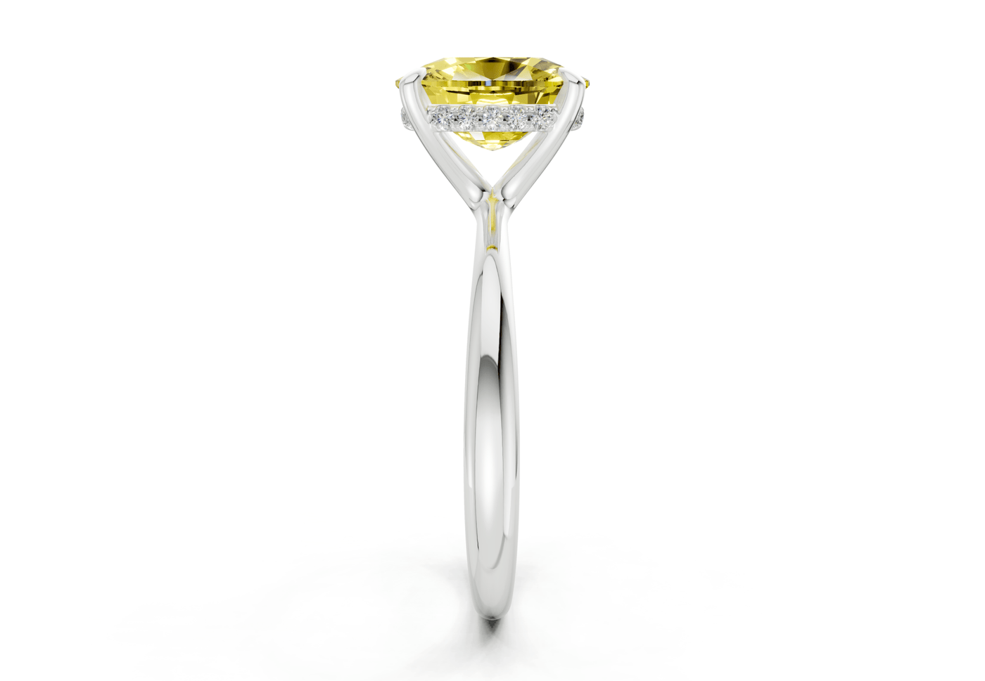 Marlowe Yellow Diamond Solitaire Elongated Cushion Cut 1.6mm Engagement Ring