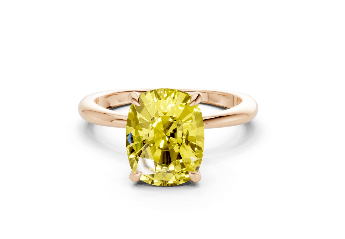 Marlowe Yellow Diamond Solitaire Elongated Cushion Cut 1.6mm Engagement Ring