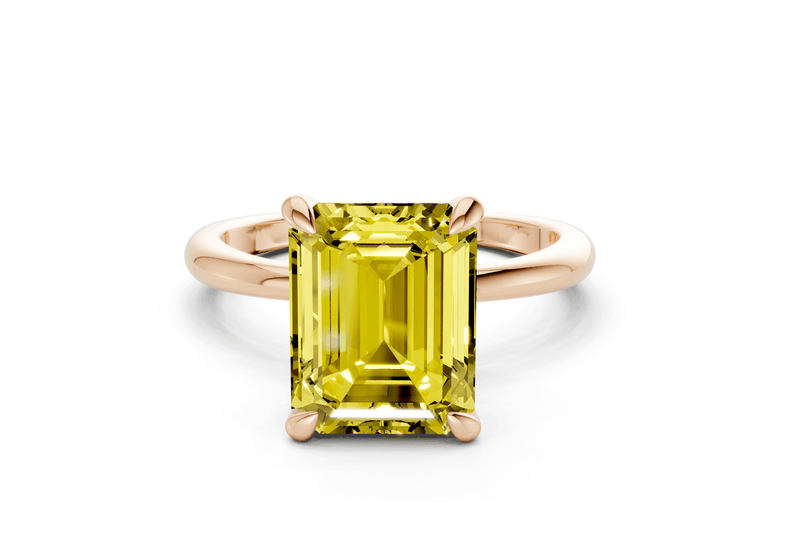 Marlowe Yellow Diamond Solitaire Emerald Cut 1.6mm Engagement Ring - Ring Premier