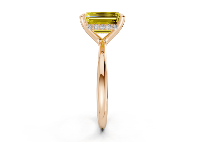 Marlowe Yellow Diamond Solitaire Emerald Cut 1.6mm Engagement Ring - Ring Premier