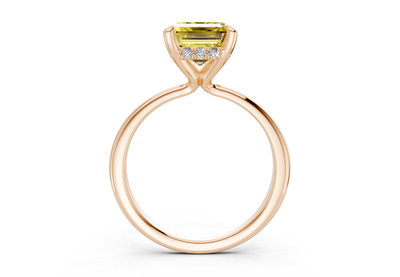 Marlowe Yellow Diamond Solitaire Emerald Cut 1.6mm Engagement Ring - Ring Premier