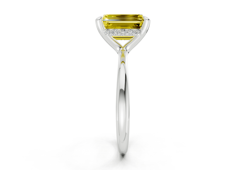 Marlowe Yellow Diamond Solitaire Emerald Cut 1.6mm Engagement Ring - Ring Premier