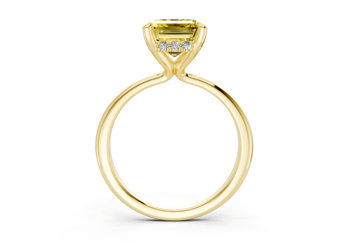 Marlowe Yellow Diamond Solitaire Emerald Cut 1.6mm Engagement Ring - Ring Premier