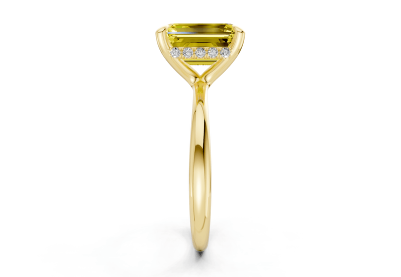 Marlowe Yellow Diamond Solitaire Emerald Cut 1.6mm Engagement Ring - Ring Premier