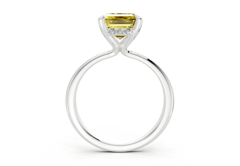 Marlowe Yellow Diamond Solitaire Emerald Cut 1.6mm Engagement Ring - Ring Premier