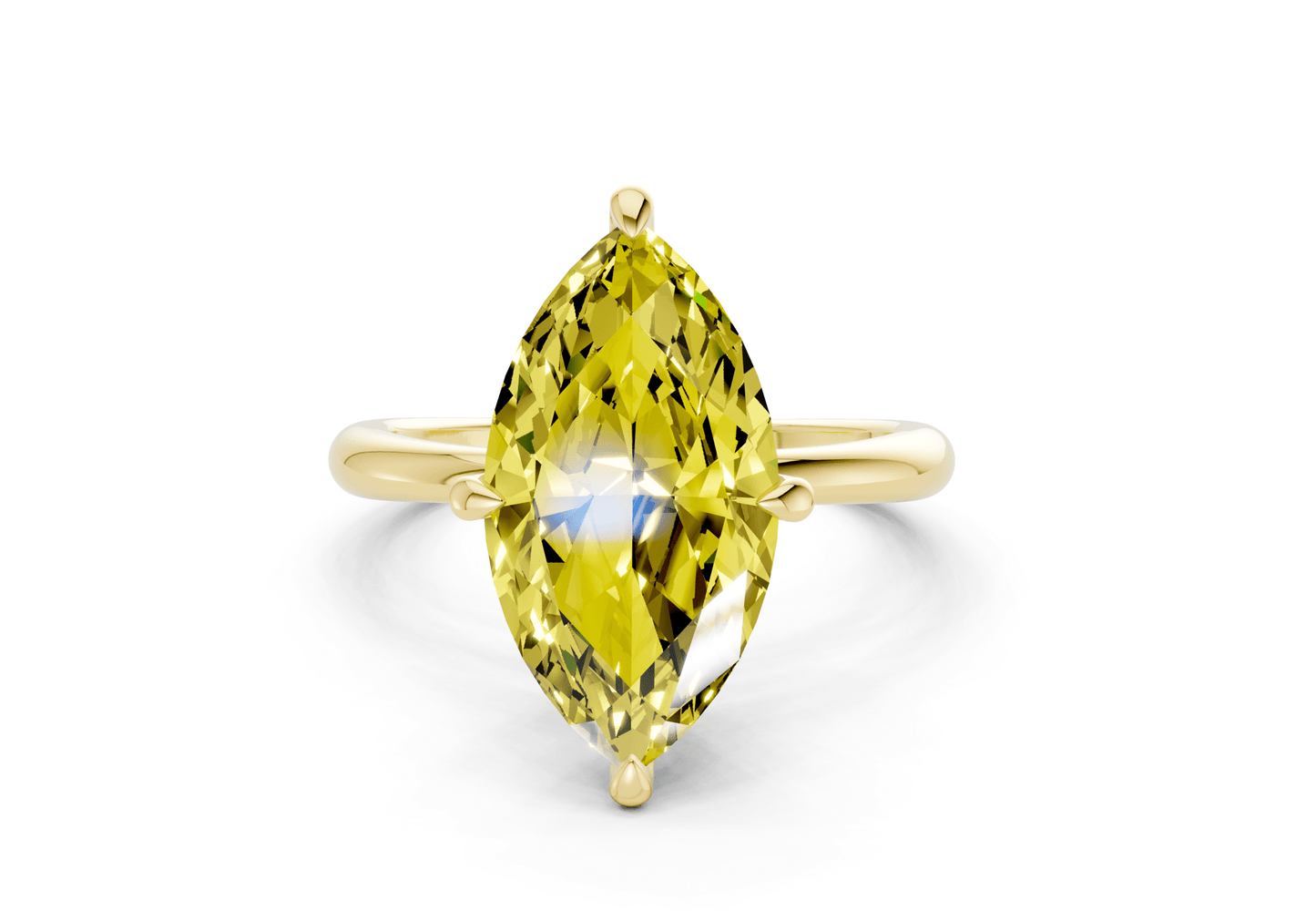 Marlowe Yellow Diamond Solitaire Marquise Cut 1.6mm Engagement Ring - Ring Premier