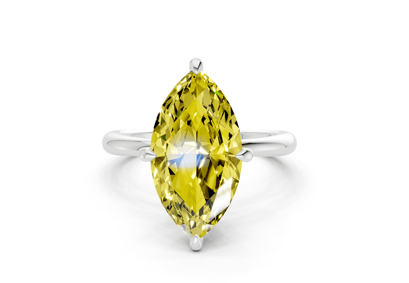 Marlowe Yellow Diamond Solitaire Marquise Cut 1.6mm Engagement Ring - Ring Premier
