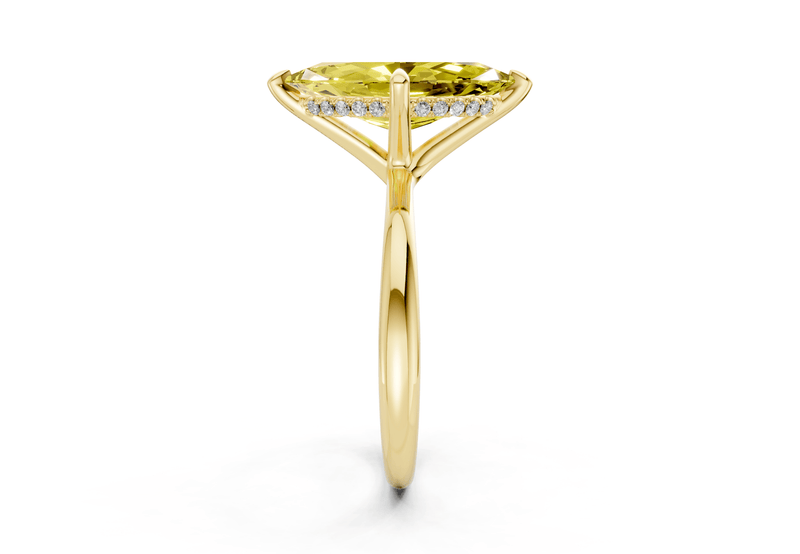 Marlowe Yellow Diamond Solitaire Marquise Cut 1.6mm Engagement Ring - Ring Premier