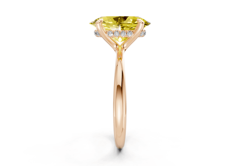 Marlowe Yellow Diamond Solitaire Oval Cut 1.6mm Engagement Ring - Ring Premier