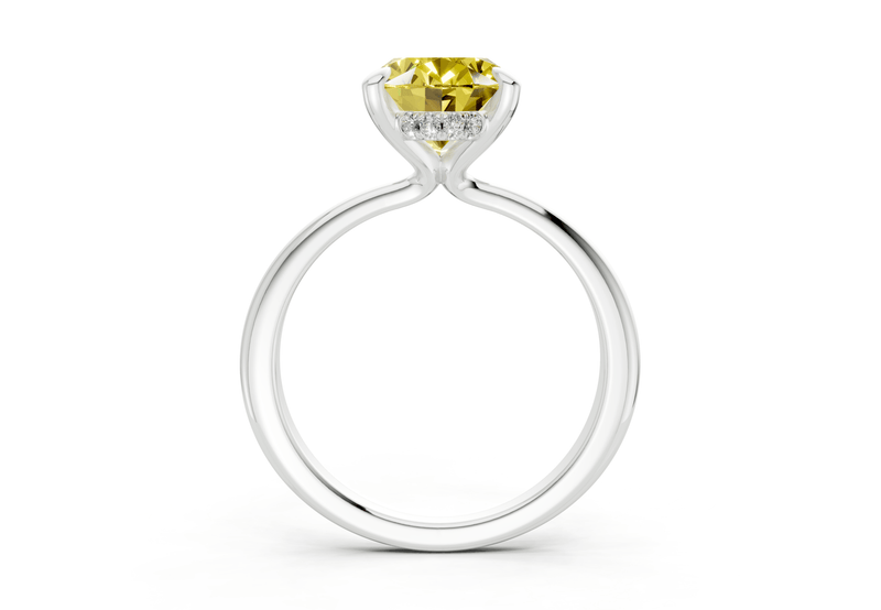 Marlowe Yellow Diamond Solitaire Oval Cut 1.6mm Engagement Ring - Ring Premier
