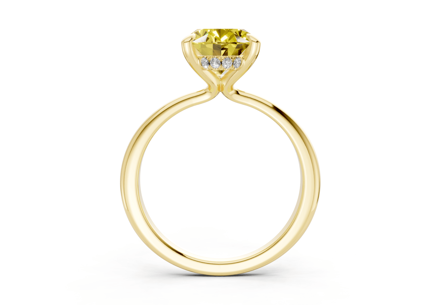 Marlowe Yellow Diamond Solitaire Oval Cut 1.6mm Engagement Ring - Ring Premier